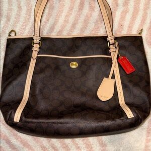Coach Dark Brown and Cream Shoulder Bag